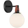 6_Nubuck 10 1/2" High Black and Brown Leather Wall Sconce more views