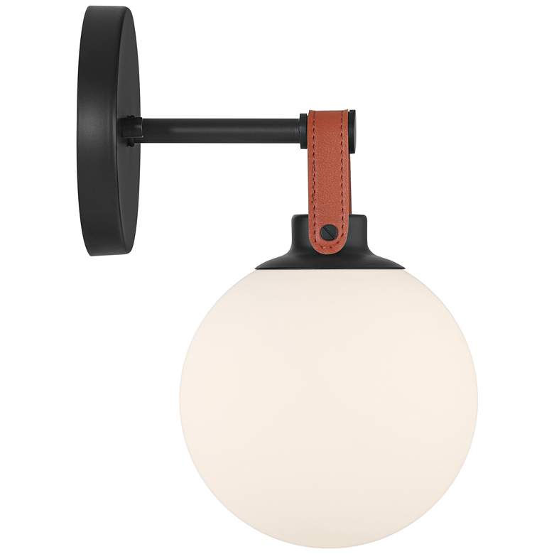 Image 7 Nubuck 10 1/2" High Black and Brown Leather Wall Sconce more views