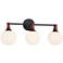 Nubuck 25 3/4" Wide Black and Brown Leather 3-Light Bath Light