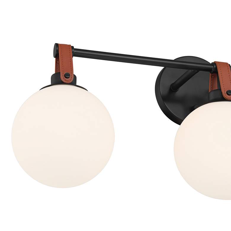 Image 3 Nubuck 25 3/4" Wide Black and Brown Leather 3-Light Bath Light more views