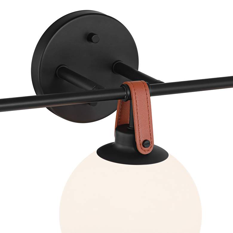 Image 4 Nubuck 25 3/4" Wide Black and Brown Leather 3-Light Bath Light more views