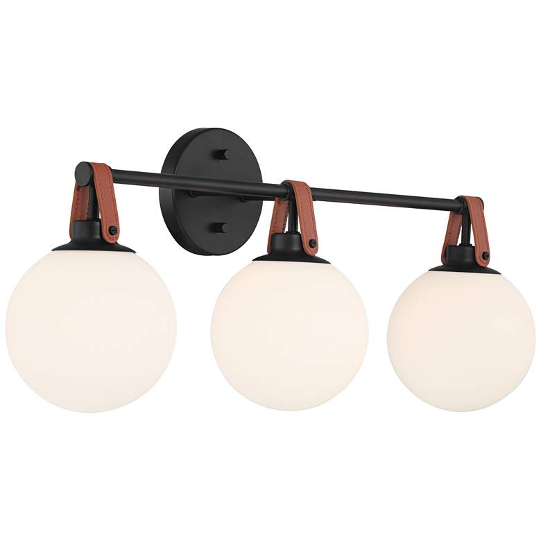 Image 6 Nubuck 25 3/4" Wide Black and Brown Leather 3-Light Bath Light more views
