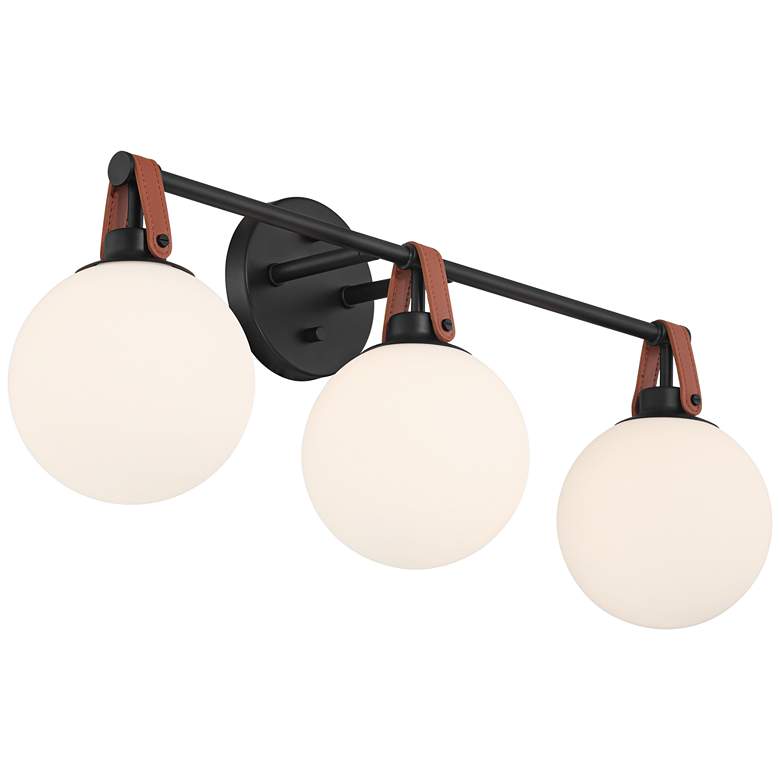 Image 7 Nubuck 25 3/4" Wide Black and Brown Leather 3-Light Bath Light more views