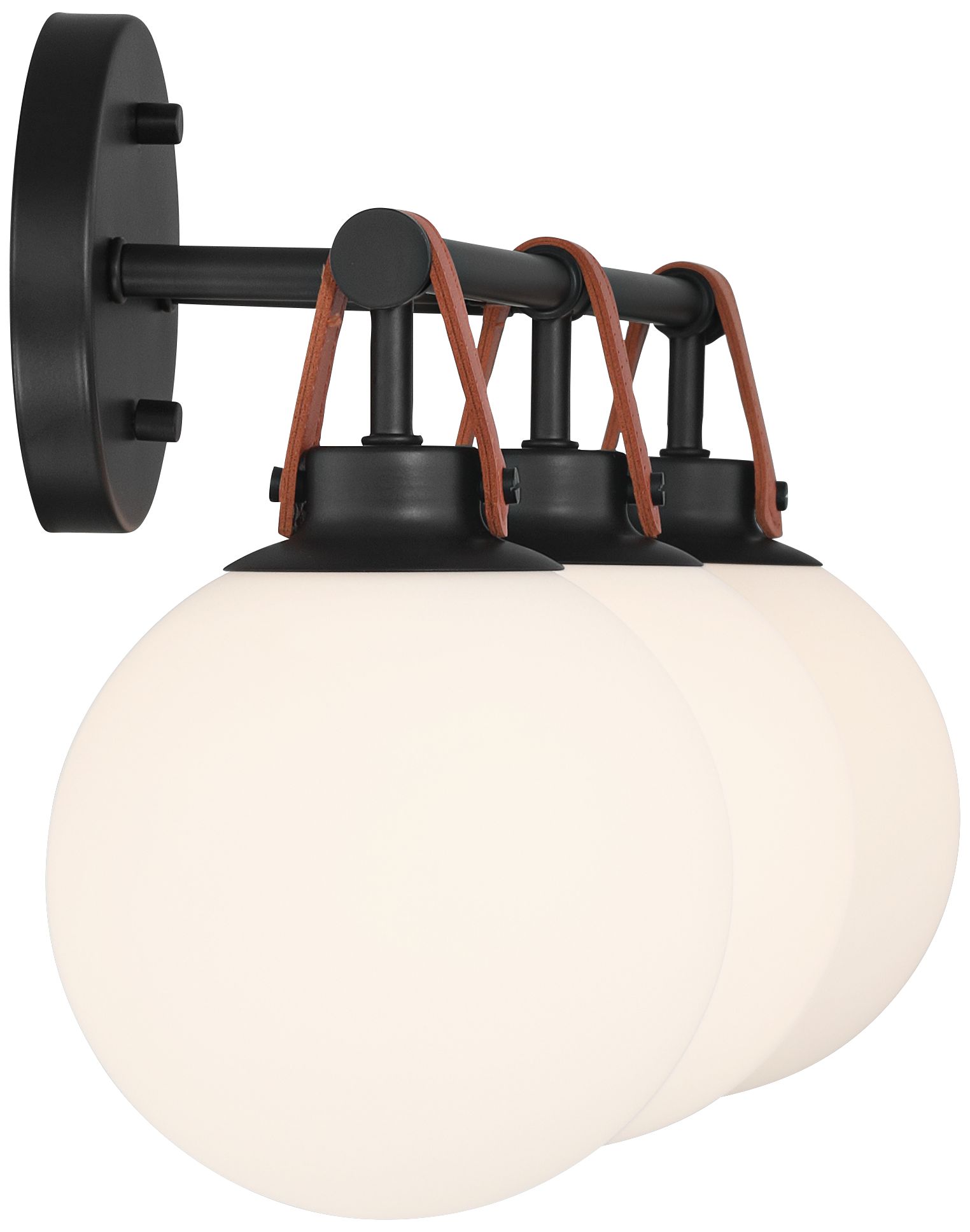 Nubuck 25 3/4" Wide Black and Brown Leather 3-Light Bath Light