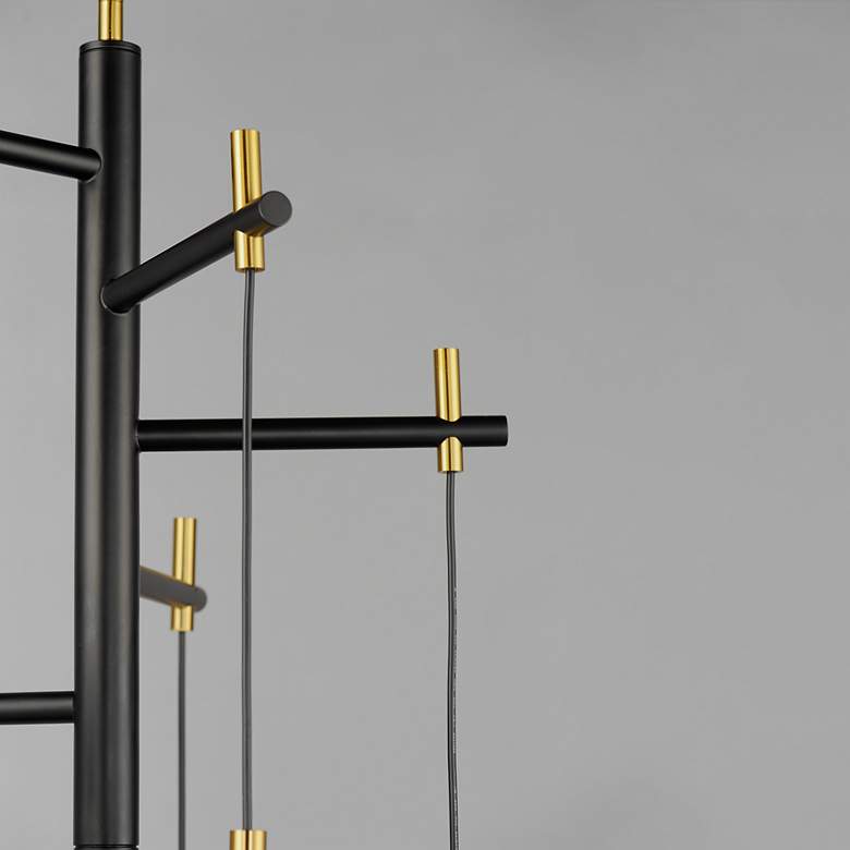 Image 2 Nucleus 28"W Black and Aged Brass LED Multi-Light Pendant more views