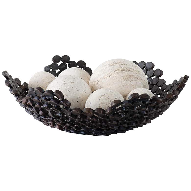 Image 2 Nugget 18" Wide Torched Metal Modern Decorative Bowl