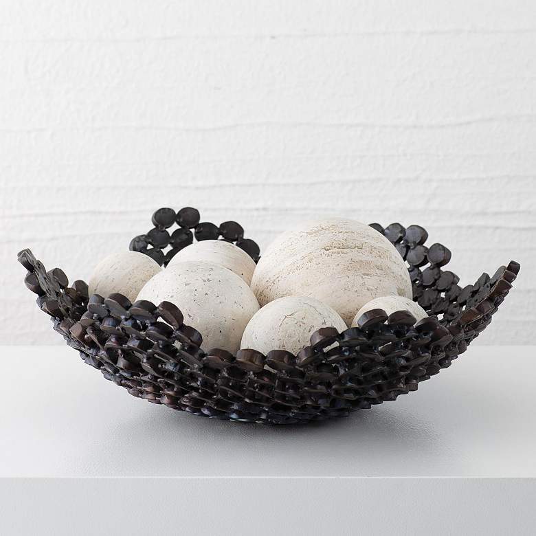 Image 5 Nugget 18" Wide Torched Metal Modern Decorative Bowl more views