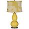Nugget Fog Linen Shade Double Gourd Table Lamp w/ Yellow Shade