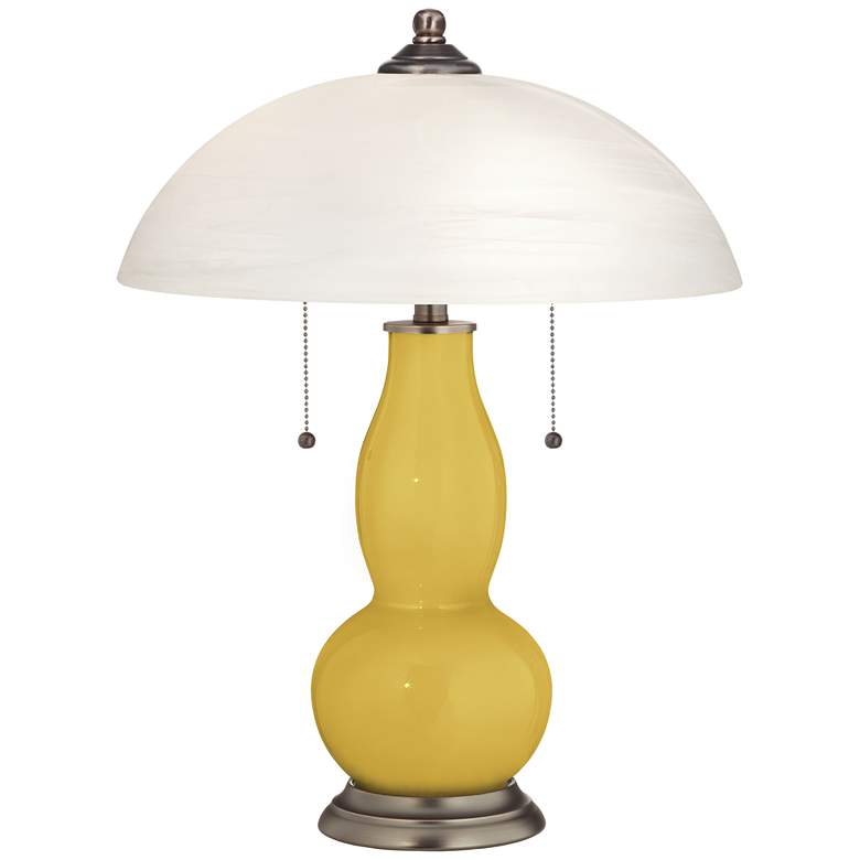 Image 1 Nugget Gourd-Shaped Table Lamp with Alabaster Shade