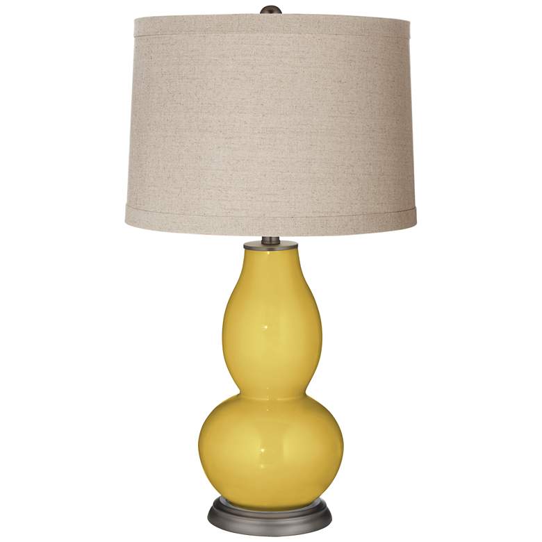 Image 1 Nugget Linen Drum Shade Double Gourd Table Lamp