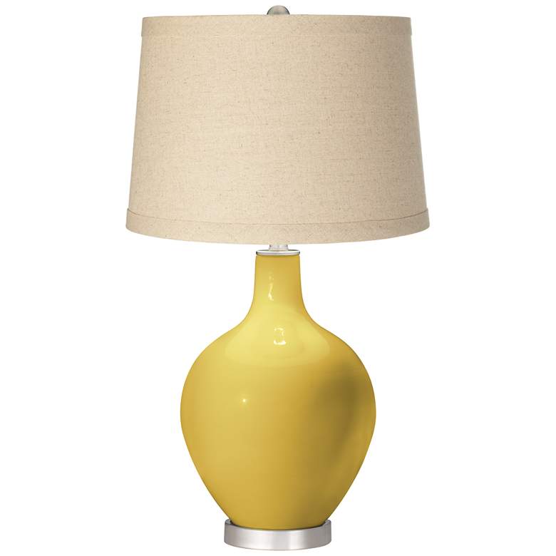 Image 1 Nugget Oatmeal Linen Shade Ovo Table Lamp
