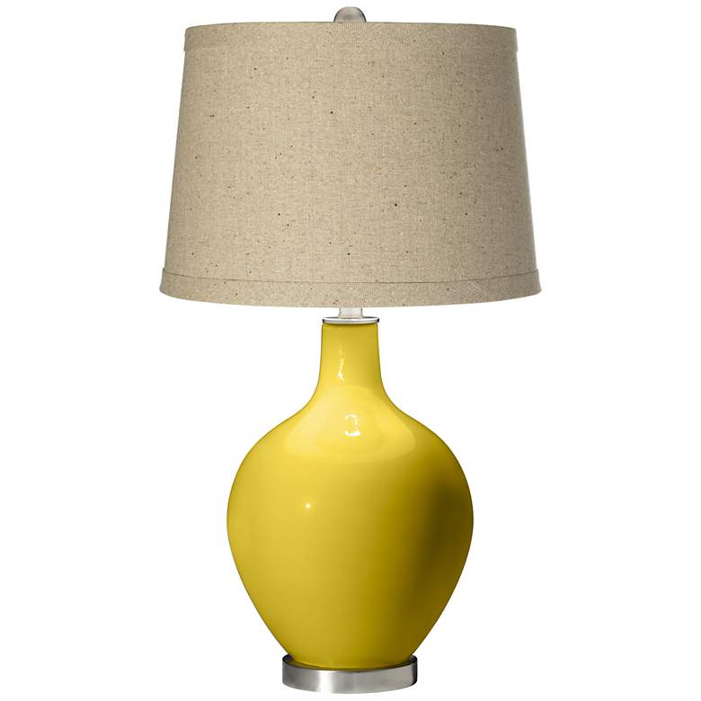 Image 1 Nugget Oatmeal Linen Shade Ovo Table Lamp
