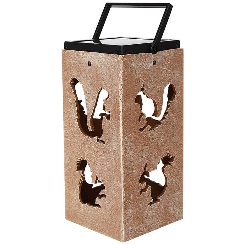Image 1 Nuts 10 3/4"H Tan Squirrel Cut-Out Solar Portable Lantern