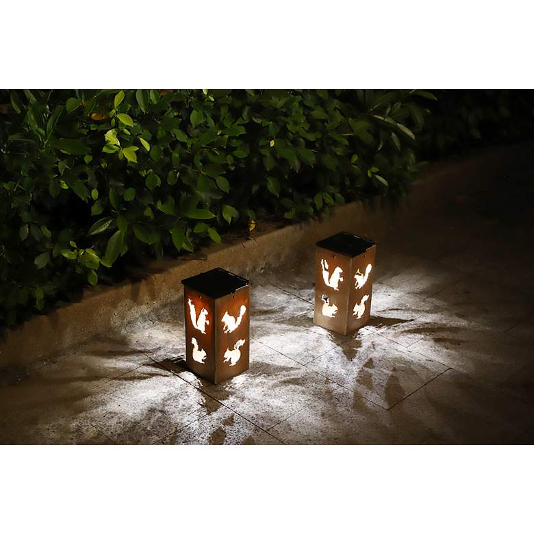 Image 3 Nuts 10 3/4"H Tan Squirrel Cut-Out Solar Portable Lantern more views