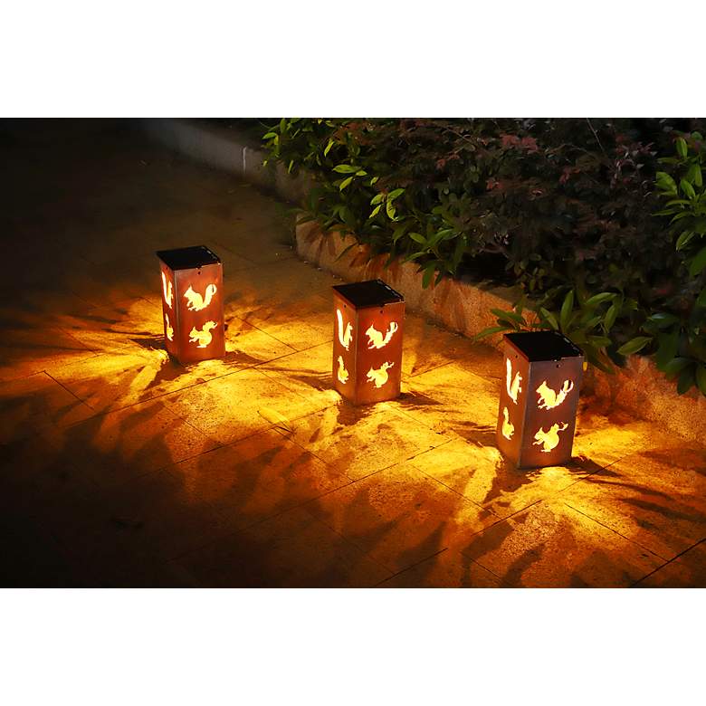 Image 4 Nuts 10 3/4"H Tan Squirrel Cut-Out Solar Portable Lantern more views