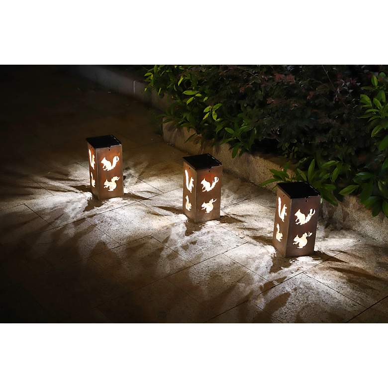 Image 5 Nuts 10 3/4 inchH Tan Squirrel Cut-Out Solar Portable Lantern more views