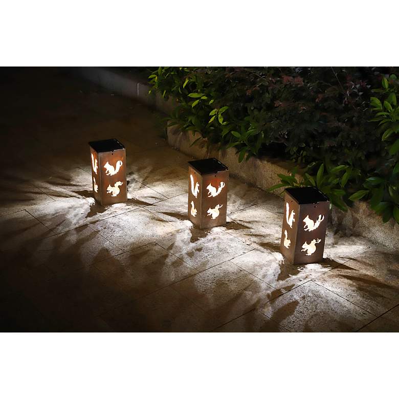 Image 5 Nuts 10 3/4"H Tan Squirrel Cut-Out Solar Portable Lantern more views
