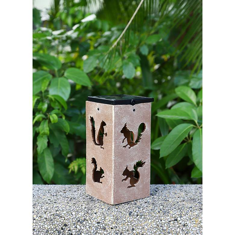 Image 6 Nuts 10 3/4"H Tan Squirrel Cut-Out Solar Portable Lantern more views