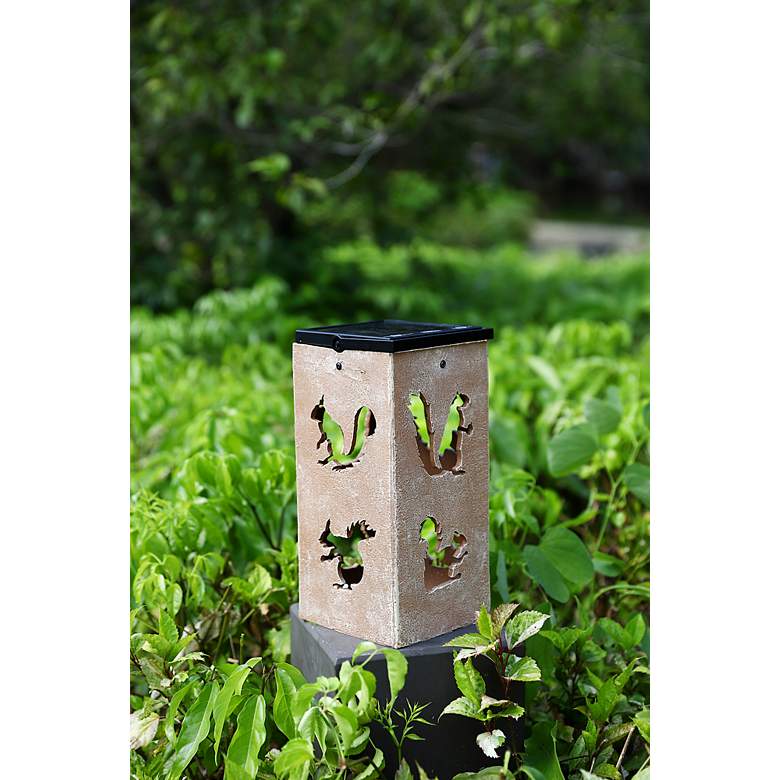 Image 7 Nuts 10 3/4"H Tan Squirrel Cut-Out Solar Portable Lantern more views