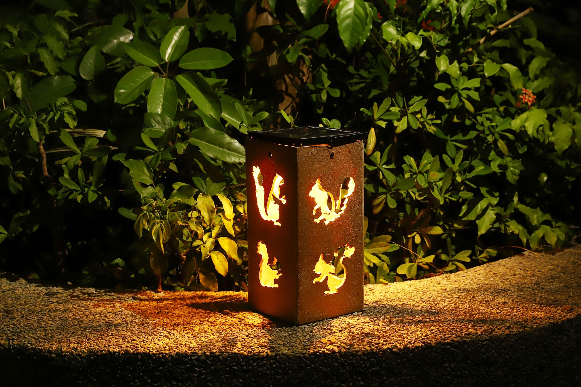 Nuts 10 3/4"H Tan Squirrel Cut-Out Solar Portable Lantern