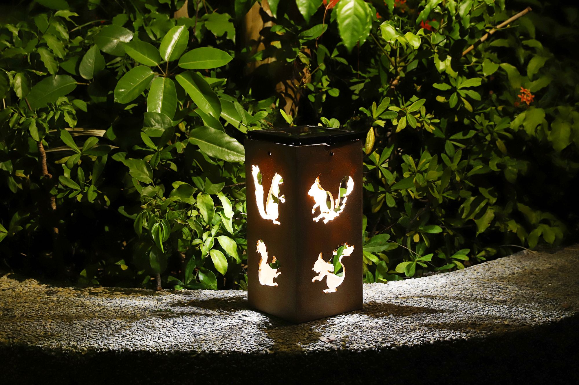 Nuts 10 3/4"H Tan Squirrel Cut-Out Solar Portable Lantern