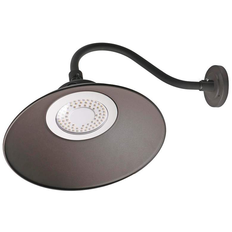 Image 5 Nuvo 14" Wide Bronze LED Gooseneck Wall Light, CCT Selectable and Phot more views