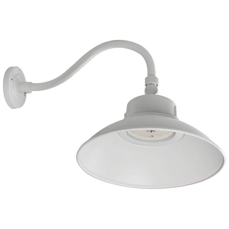 Image 1 Nuvo 14" Wide White LED Gooseneck Wall Light, CCT Selectable with Phot