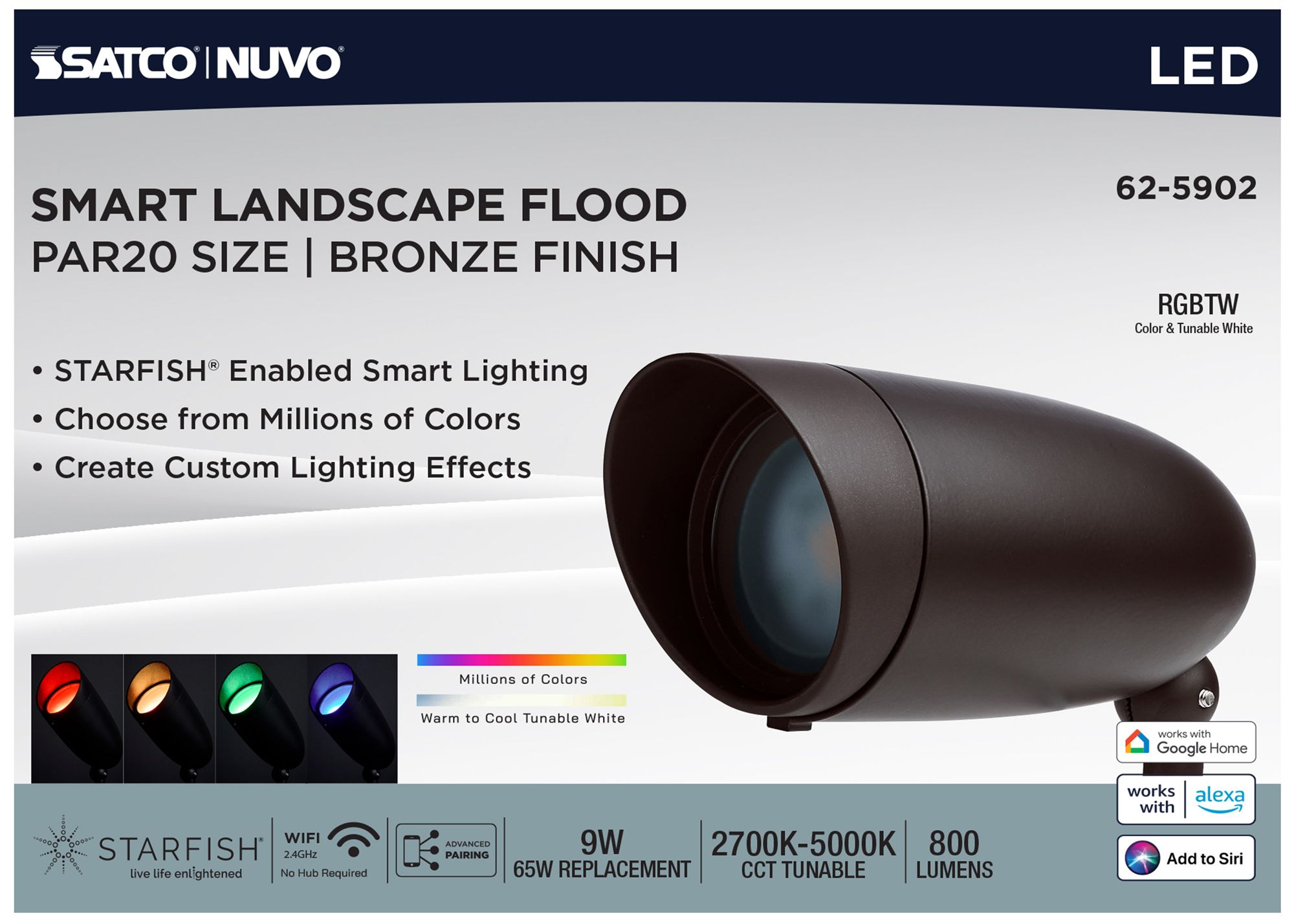 Image 4 Nuvo 4 3/4" High Bronze 9 Watt LED Smart Landscape Floodlight - PAR20 more views