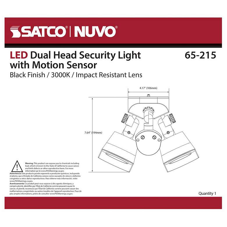 Image 4 Nuvo 4" Wide Black LED Security Light with Motion Sensor more views