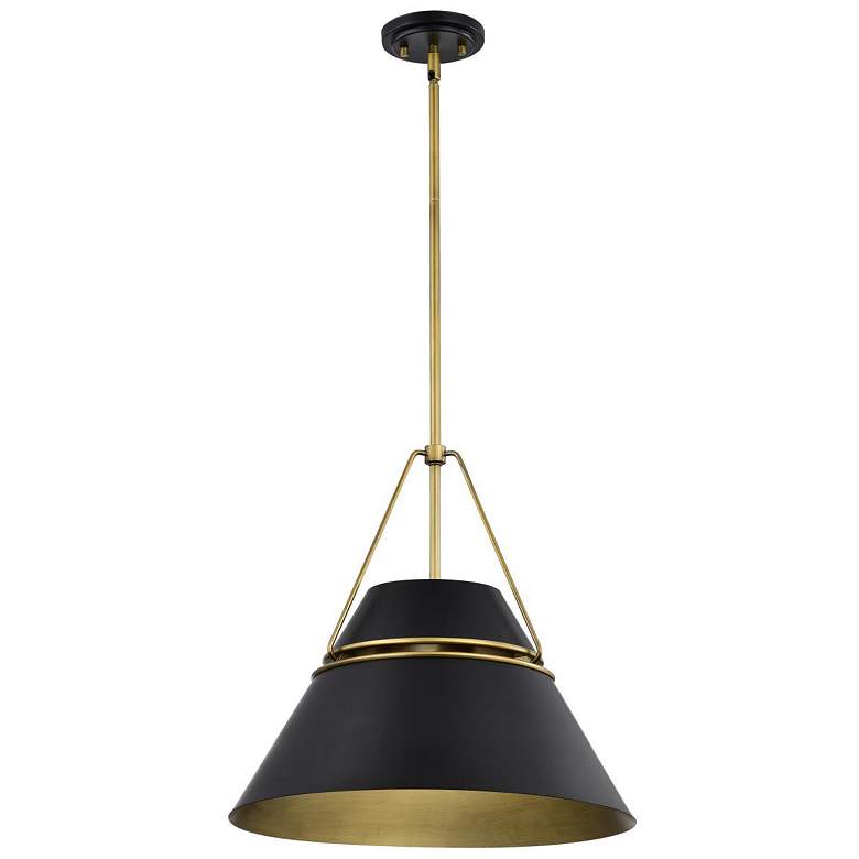 Image 2 Nuvo Adina 18" Matte Black/Natural Brass 3 Light Large Pendant
