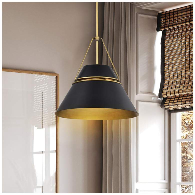 Image 1 Nuvo Adina 18" Matte Black/Natural Brass 3 Light Large Pendant