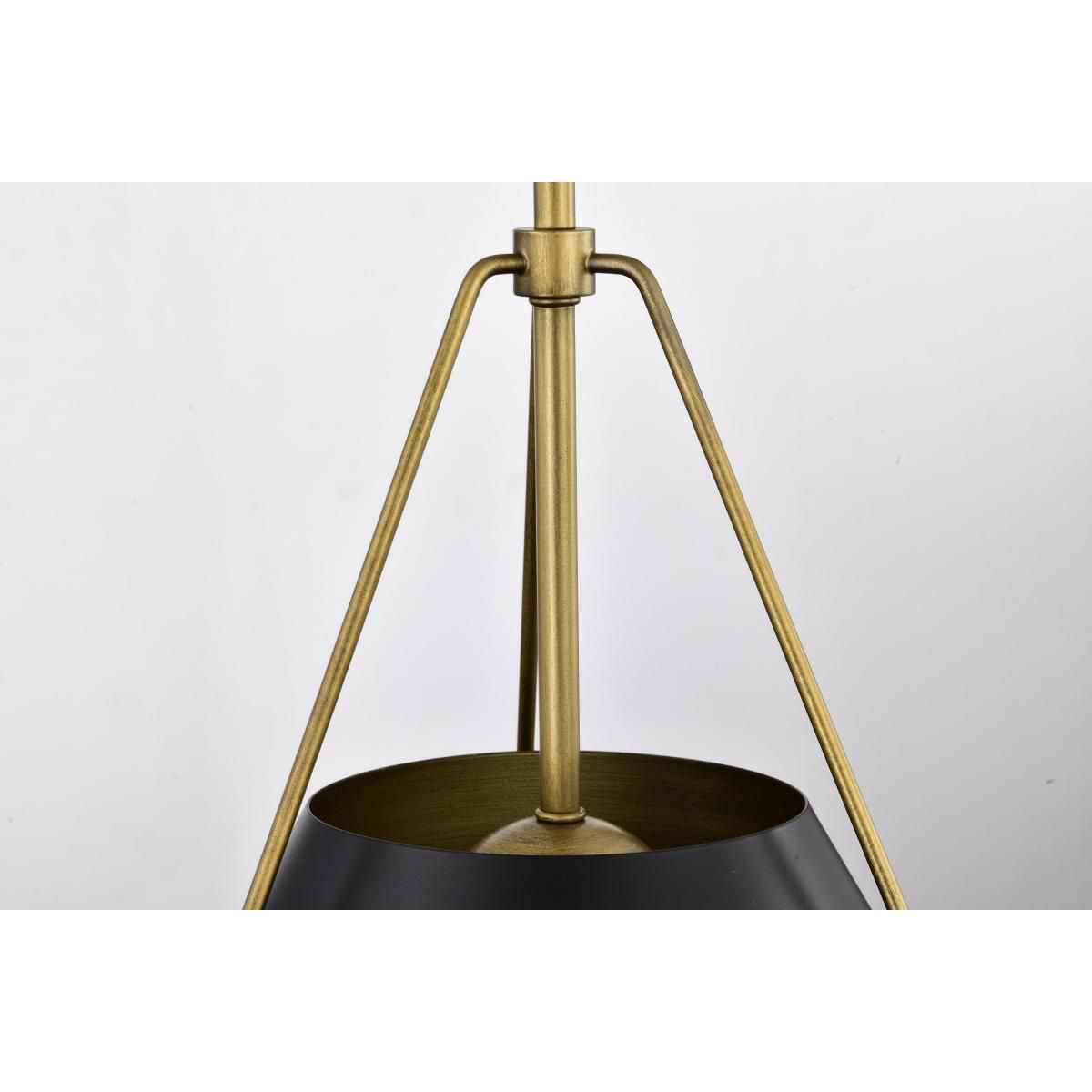 Nuvo Adina 18" Matte Black/Natural Brass 3 Light Large Pendant