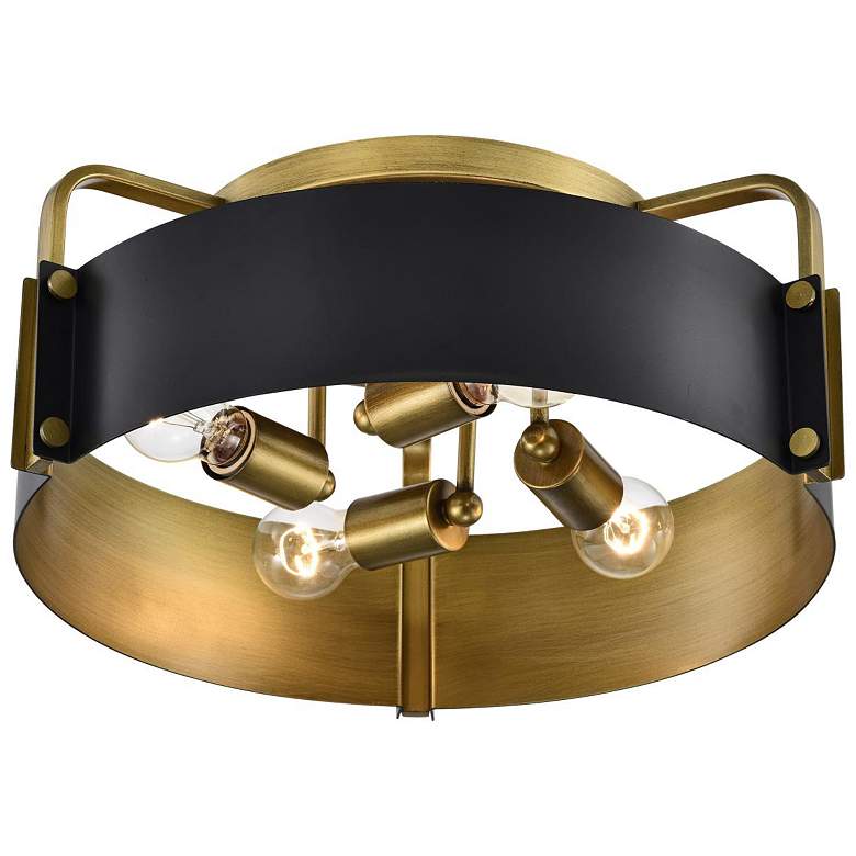 Image 3 Nuvo Altos 18" Matted Black/Natural Brass 4 Light Ceiling Light more views