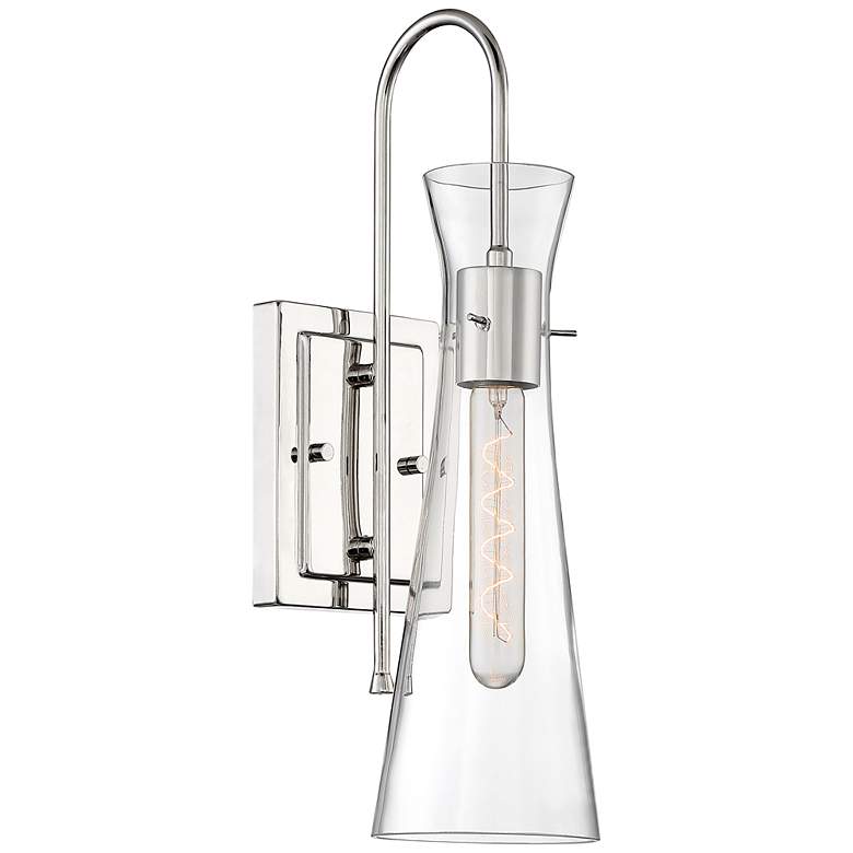 Image 1 Nuvo Bahari 17 1/2" Modern Polished Nickel and Clear Glass Sconce