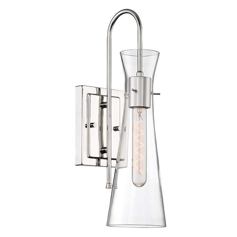 Image 3 Nuvo Bahari 17 1/2" Modern Polished Nickel and Clear Glass Sconce more views