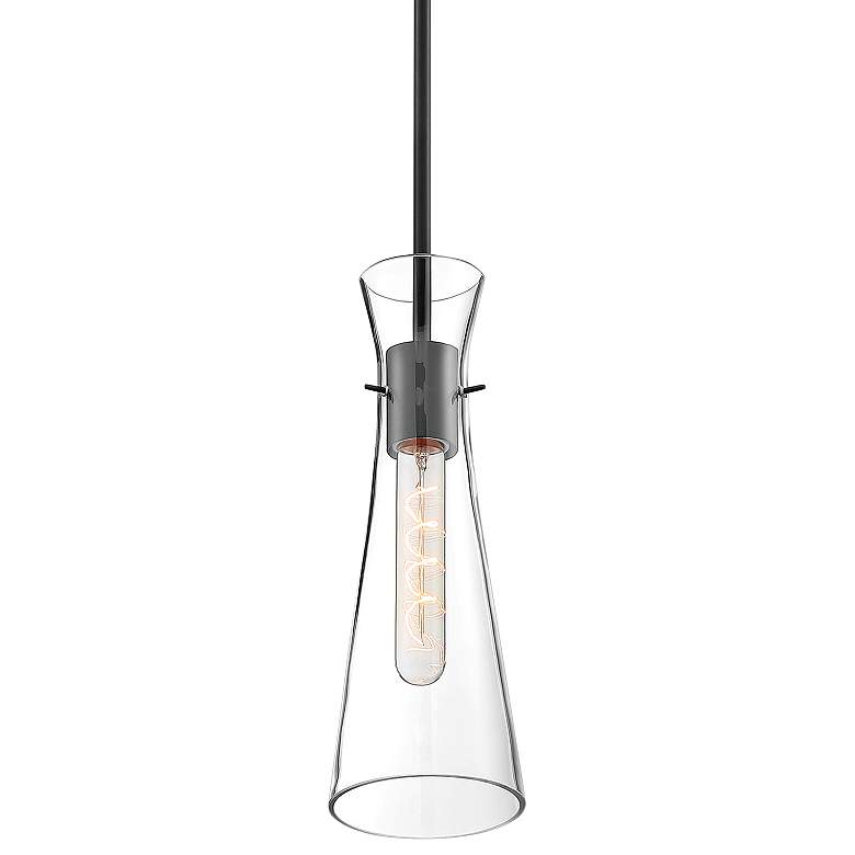 Image 1 Nuvo Bahari 4" Wide Black Finish with Clear Glass Modern Mini Pendant
