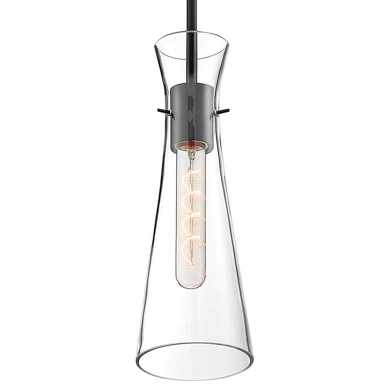 Image 2 Nuvo Bahari 4" Wide Black Finish with Clear Glass Modern Mini Pendant more views