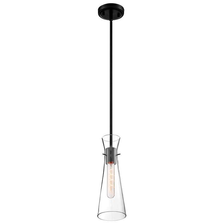 Image 4 Nuvo Bahari 4" Wide Black Finish with Clear Glass Modern Mini Pendant more views