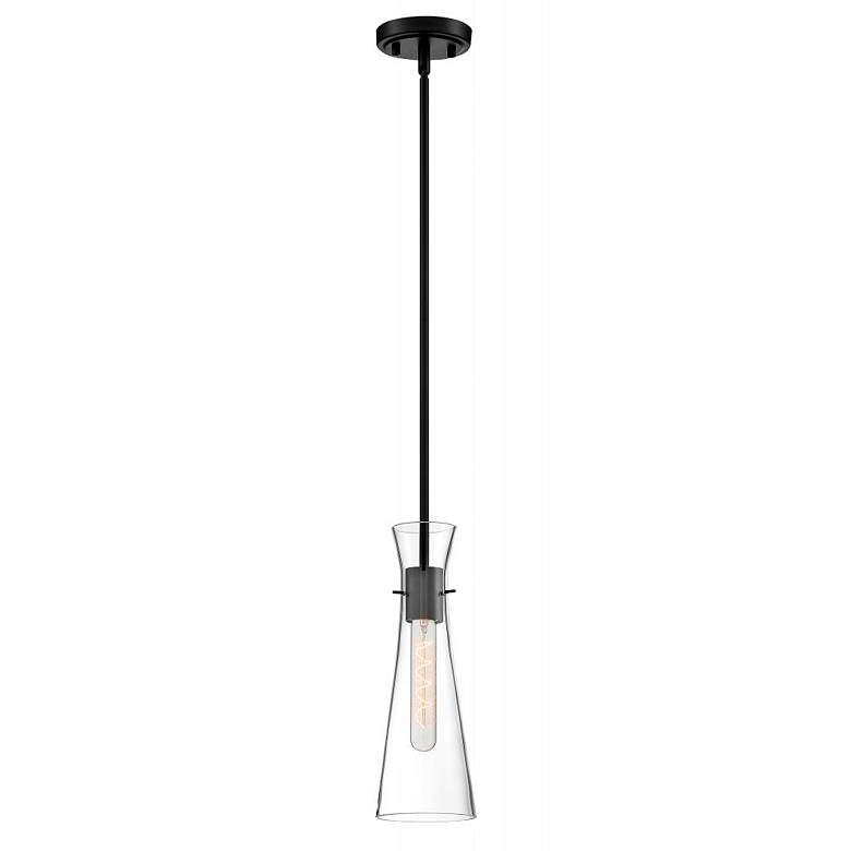 Image 5 Nuvo Bahari 4" Wide Black Finish with Clear Glass Modern Mini Pendant more views