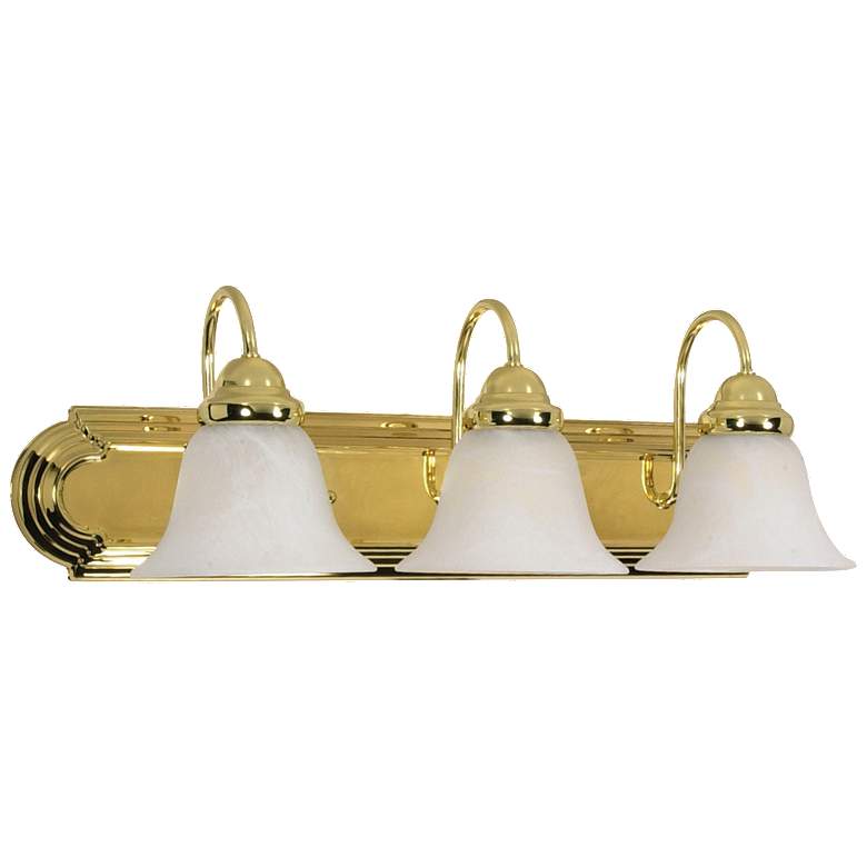 Image 1 Nuvo Ballerina 24 inch Wide 3-Light Brass and Alabaster Glass Vanity Light