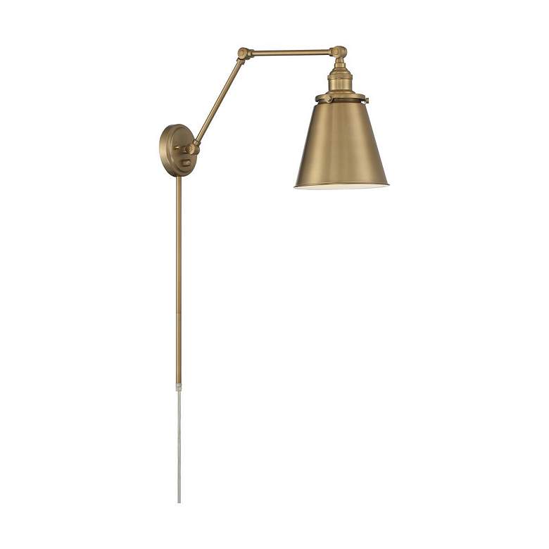 Image 2 Nuvo Bayard 13" Burnished Brass with Switch Swing Arm Lamp more views