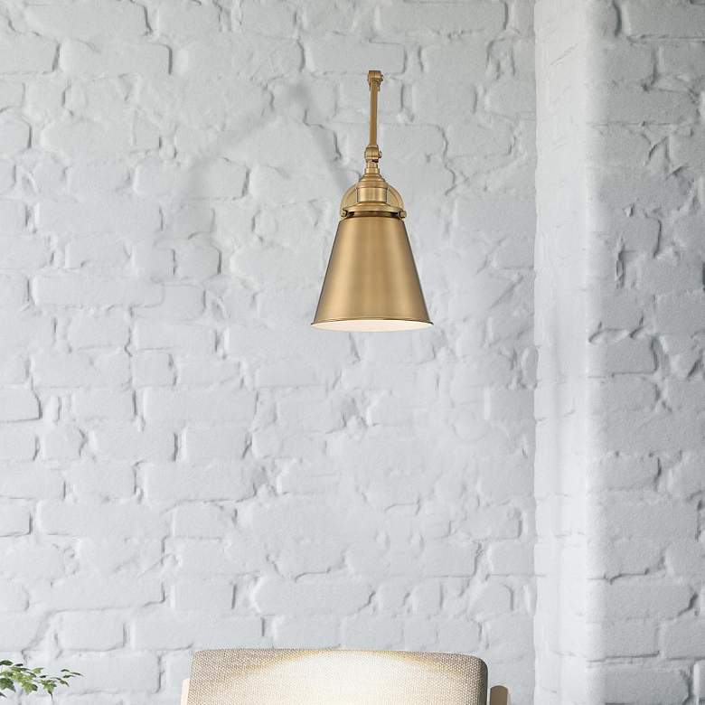 Image 3 Nuvo Bayard 13" Burnished Brass with Switch Swing Arm Lamp more views