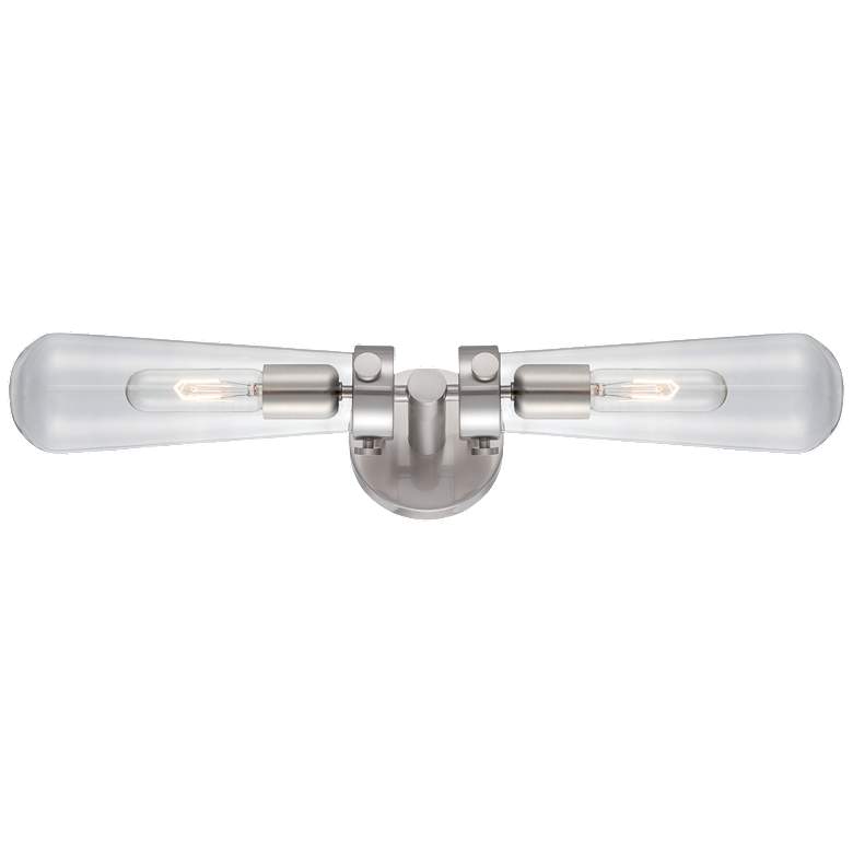 Image 1 Nuvo Beaker 23 3/4" Wide Brushed Nickel Clear Glass 2 Light Wall Sconc