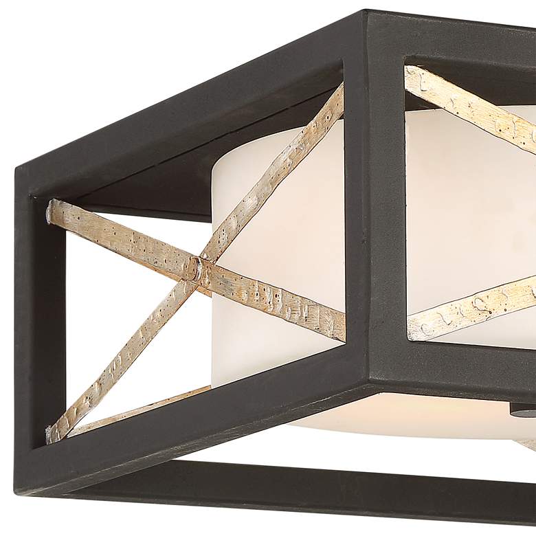 Image 3 Nuvo Boxer 14" Wide Matte Black Antique Silver Square Ceiling Light more views