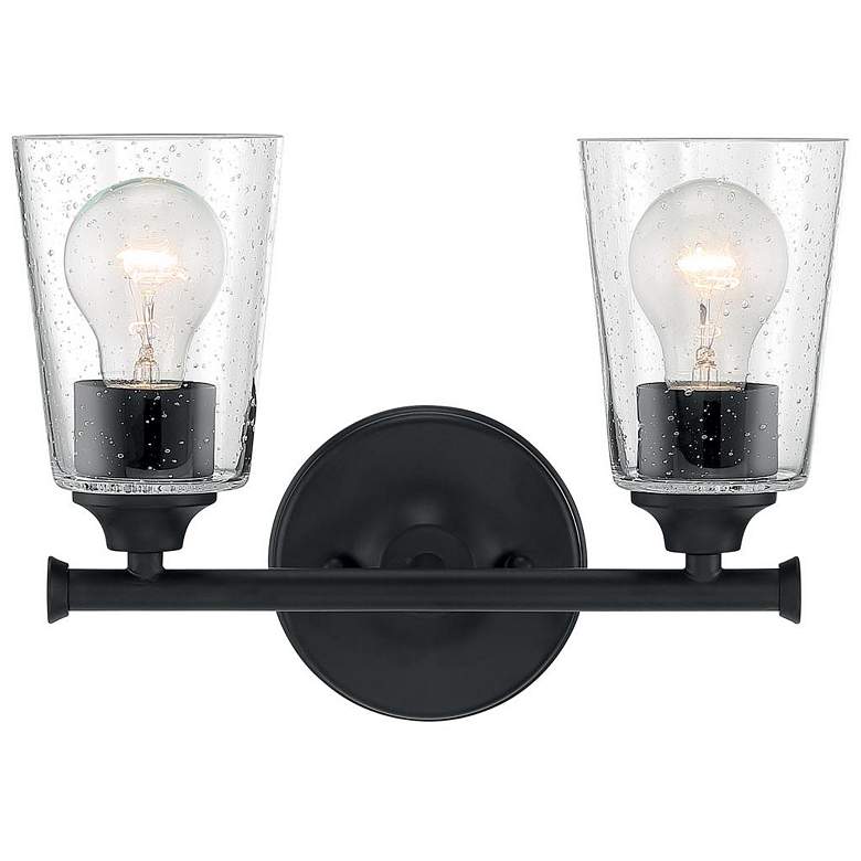 Image 3 Nuvo Bransel 12" Matte Black 2 Light Vanity with Seeded Glass more views