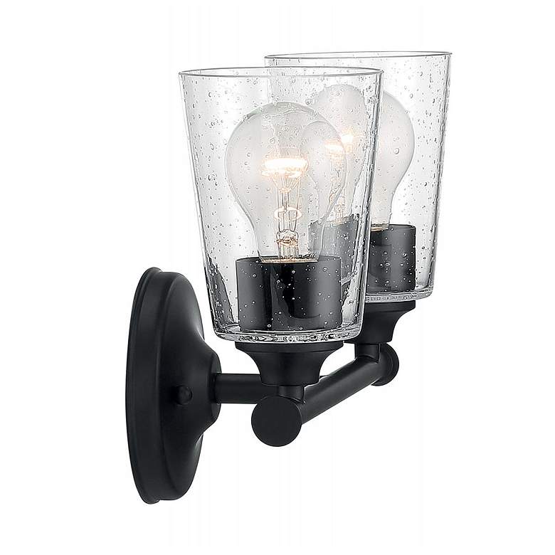 Image 4 Nuvo Bransel 12" Matte Black 2 Light Vanity with Seeded Glass more views
