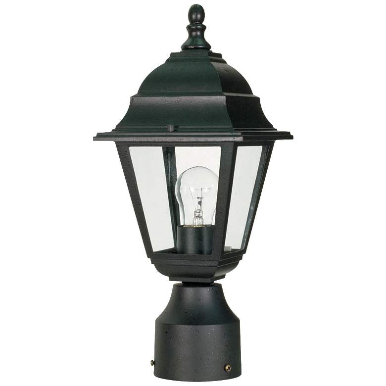 Image 1 Nuvo Briton 14" High Clear Glass Black Traditional Post Light Lantern