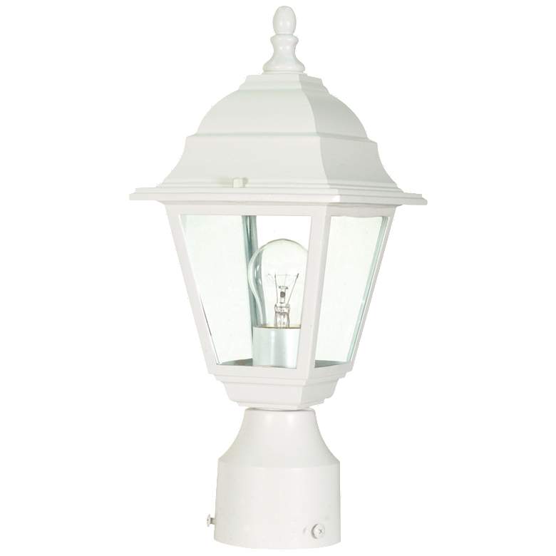 Image 1 Nuvo Briton 14" High White Finish Clear Glass Post Lantern