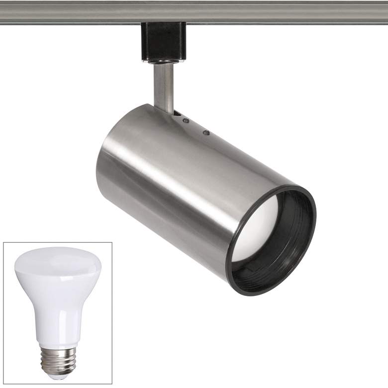 Image 1 Nuvo Brushed Nickel BR20 LED Straight Cylinder Track Head
