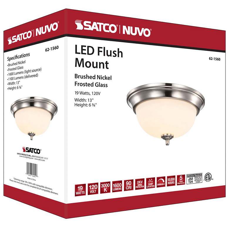 Image 2 Nuvo Center Lock 13" Brushed Nickel LED Ceiling Light more views
